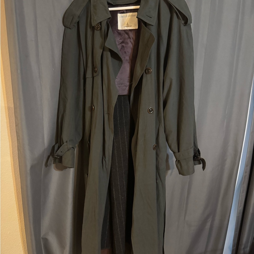 London Fog Olive Trench Coat for Men limited Edition